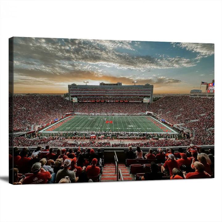 University of Nebraska Cornhuskers Football Team Print - Lincoln Memorial Stadium Wall Art Canvas Print