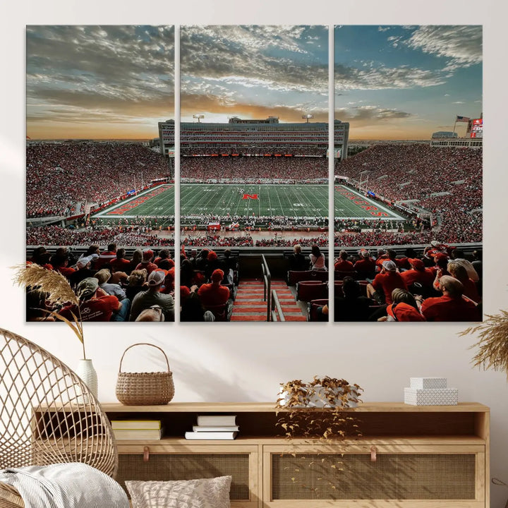 University of Nebraska Cornhuskers Football Team Print - Lincoln Memorial Stadium Wall Art Canvas Print