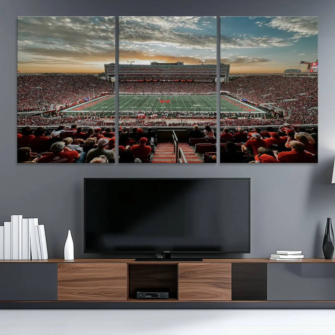 University of Nebraska Cornhuskers Football Team Print - Lincoln Memorial Stadium Wall Art Canvas Print