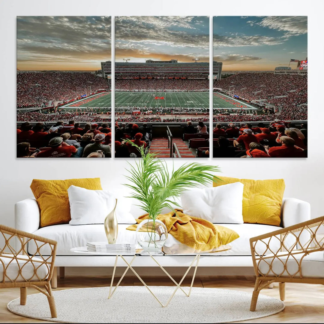 University of Nebraska Cornhuskers Football Team Print - Lincoln Memorial Stadium Wall Art Canvas Print