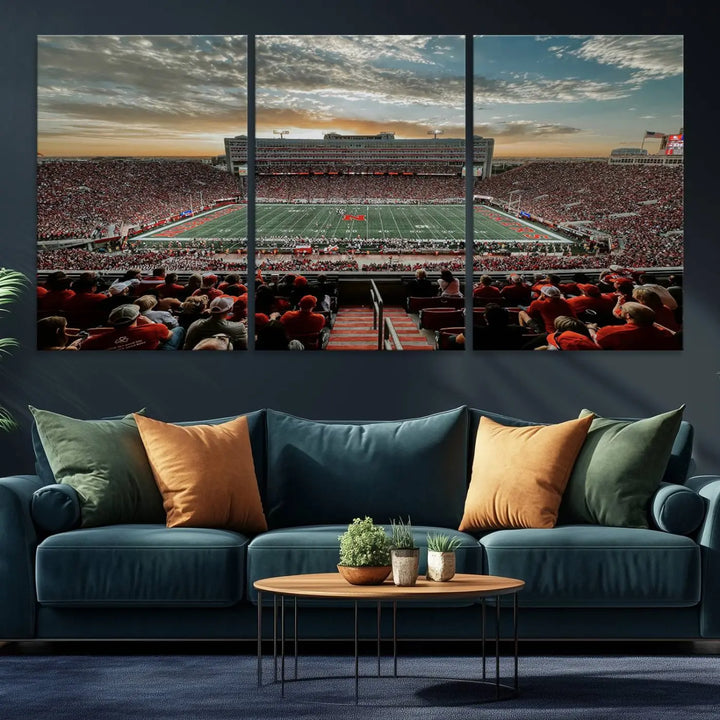 University of Nebraska Cornhuskers Football Team Print - Lincoln Memorial Stadium Wall Art Canvas Print