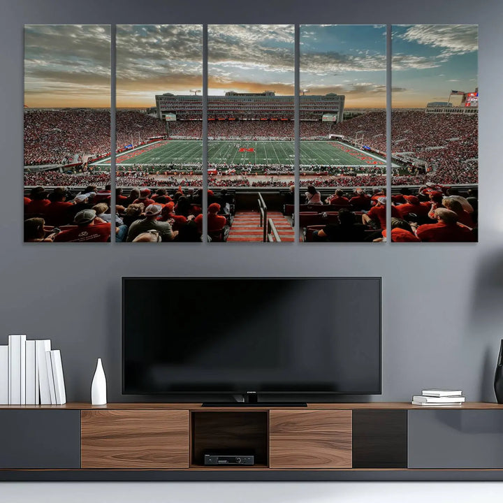 University of Nebraska Cornhuskers Football Team Print - Lincoln Memorial Stadium Wall Art Canvas Print