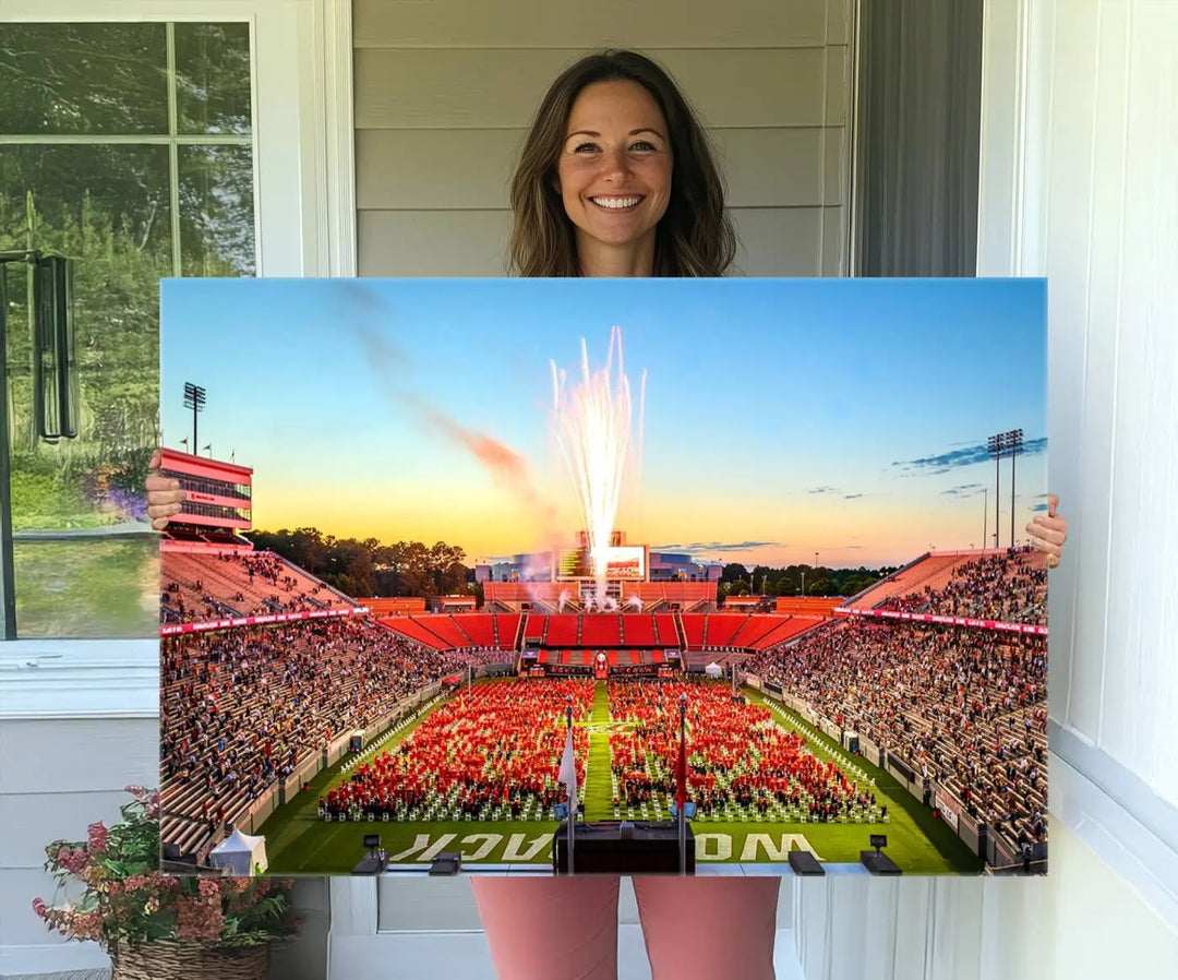 North Carolina State University Wolfpack Football Team Print - Raleigh Carter-Finley Stadium Wall Art Canvas Print