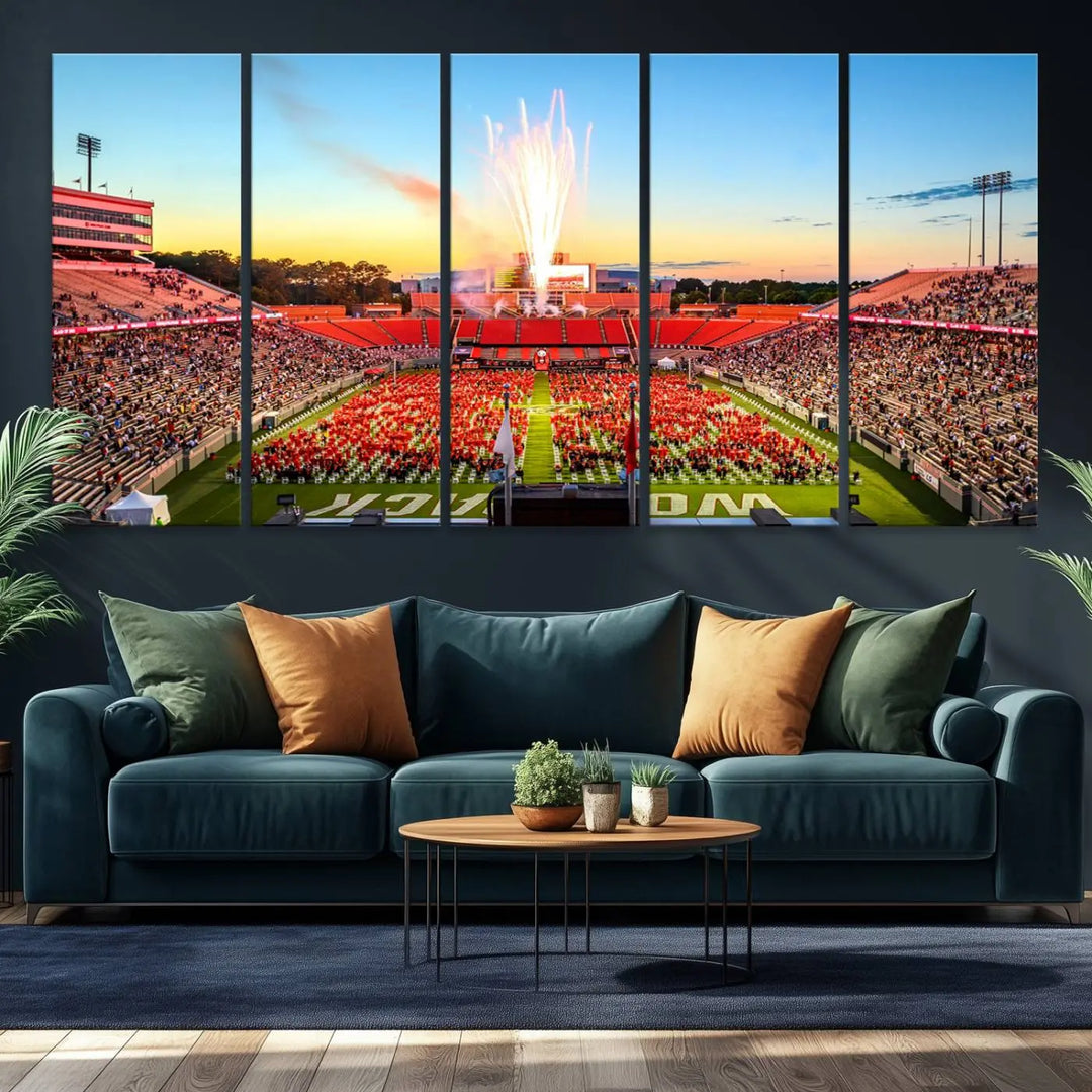 North Carolina State University Wolfpack Football Team Print - Raleigh Carter-Finley Stadium Wall Art Canvas Print