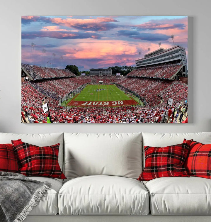 North Carolina University Wolfpack Football Stadium Framed Wall Art Canvas Print