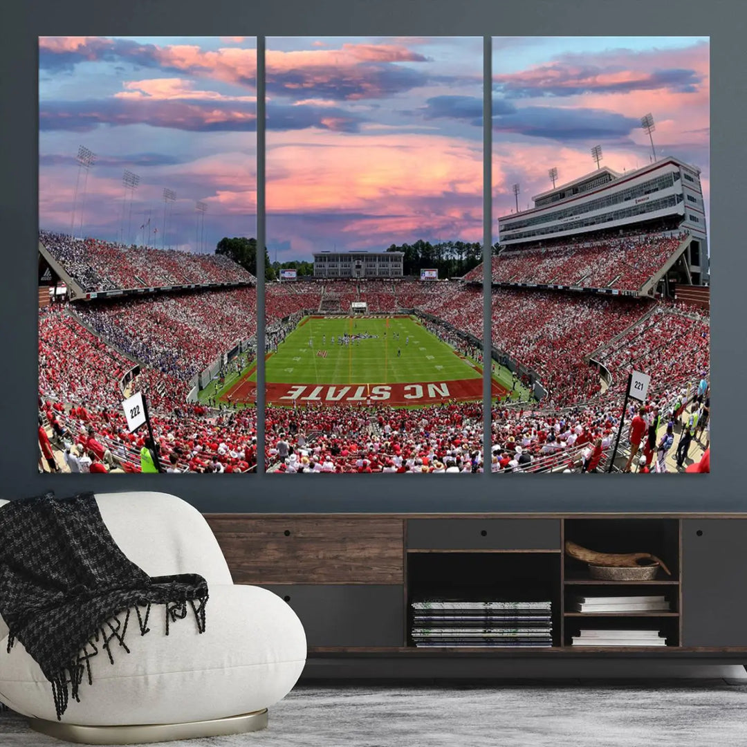 North Carolina University Wolfpack Football Stadium Framed Wall Art Canvas Print