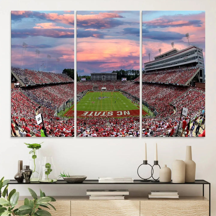 North Carolina University Wolfpack Football Stadium Framed Wall Art Canvas Print