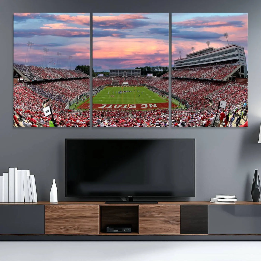 North Carolina University Wolfpack Football Stadium Framed Wall Art Canvas Print