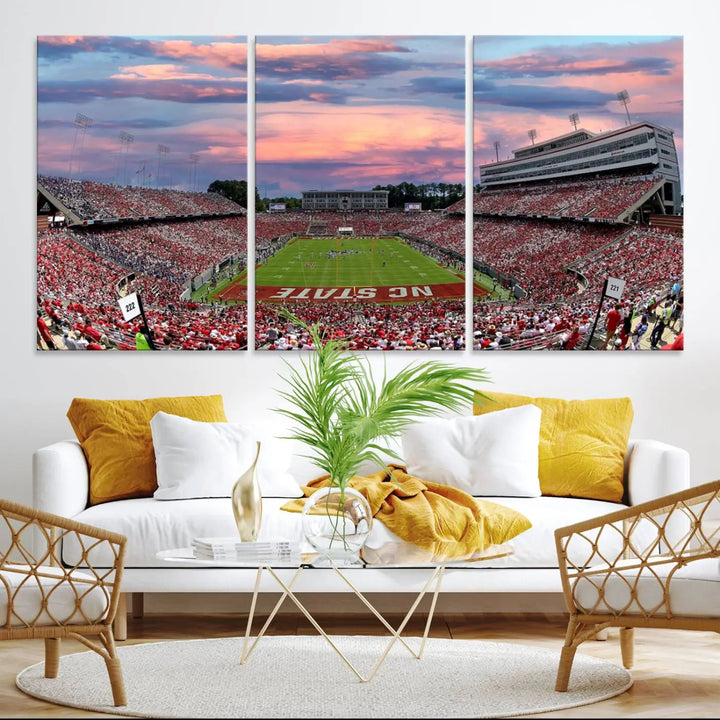 North Carolina University Wolfpack Football Stadium Framed Wall Art Canvas Print