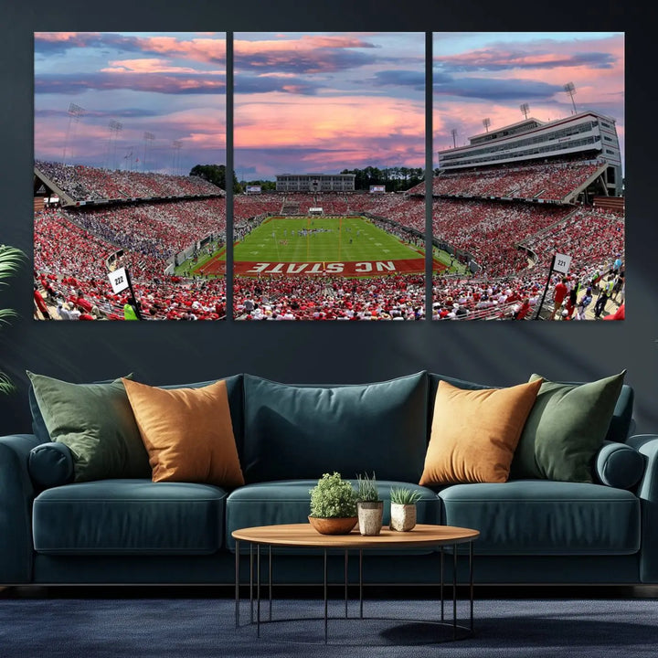 North Carolina University Wolfpack Football Stadium Framed Wall Art Canvas Print