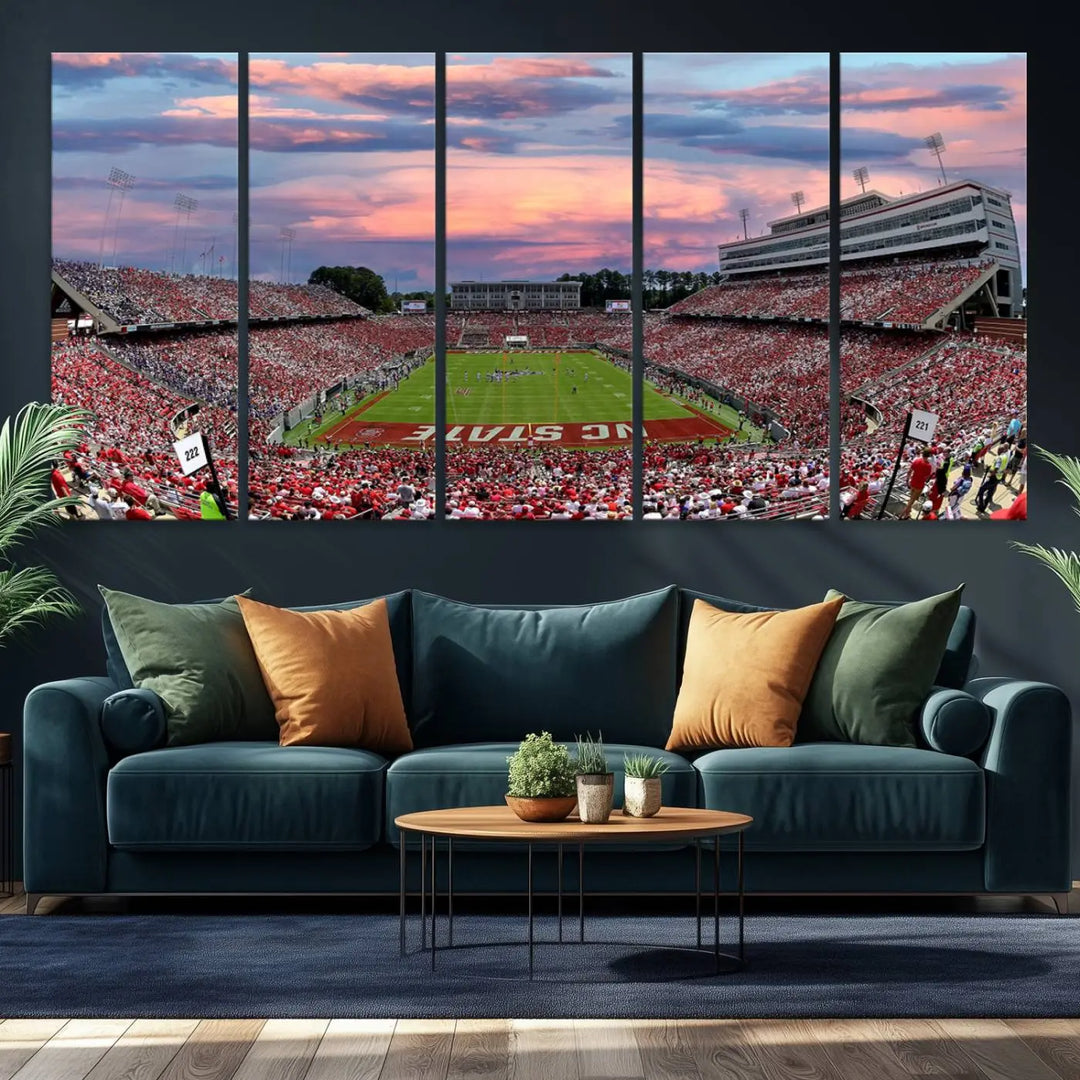 North Carolina University Wolfpack Football Stadium Framed Wall Art Canvas Print