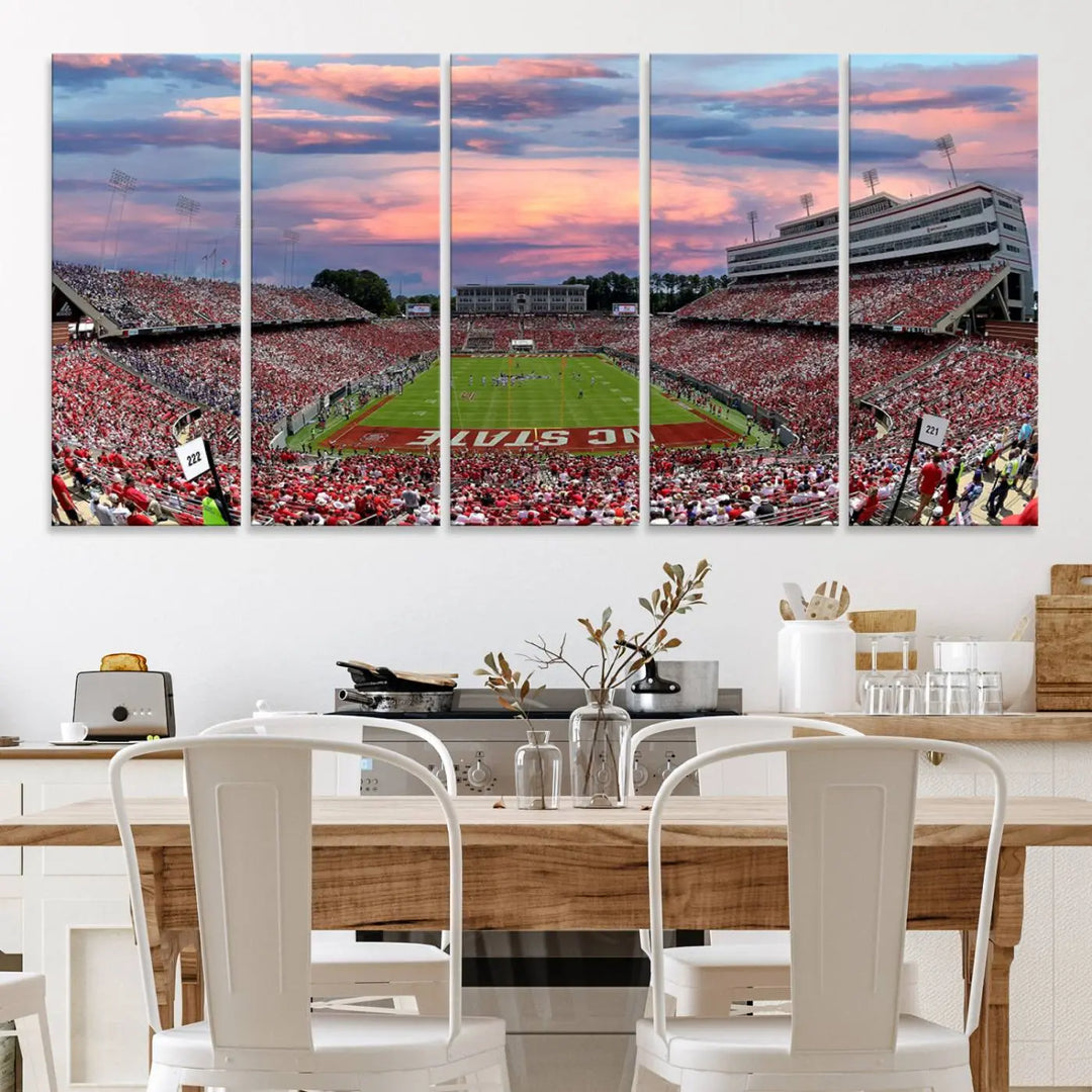 North Carolina University Wolfpack Football Stadium Framed Wall Art Canvas Print