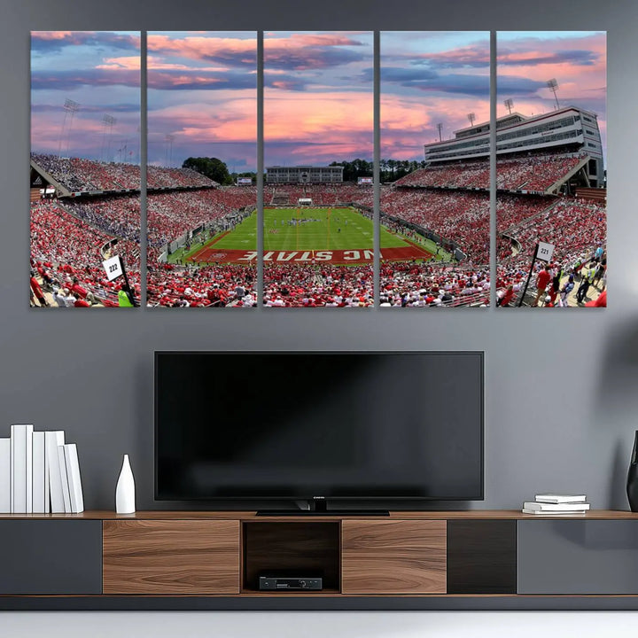 North Carolina University Wolfpack Football Stadium Framed Wall Art Canvas Print