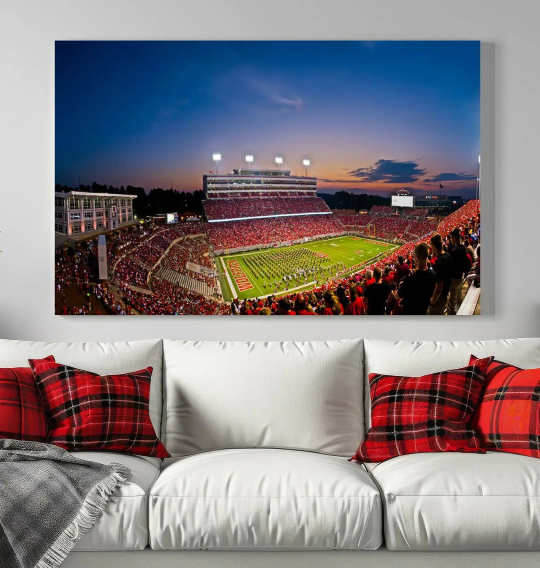 North Carolina University Wolfpack Football Stadium Framed Wall Art Canvas Print