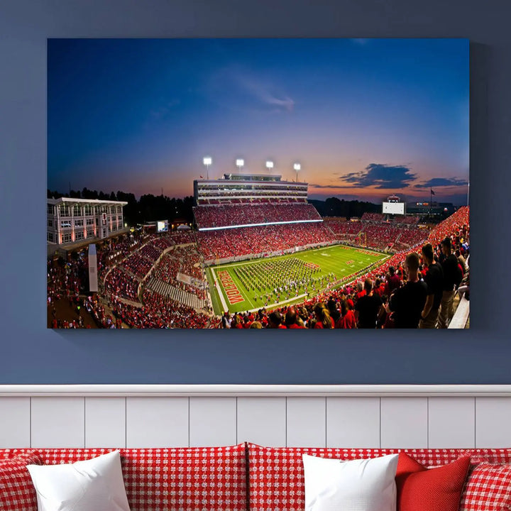 North Carolina University Wolfpack Football Stadium Framed Wall Art Canvas Print