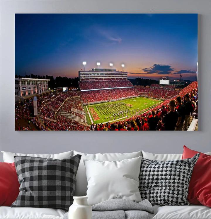 North Carolina University Wolfpack Football Stadium Framed Wall Art Canvas Print