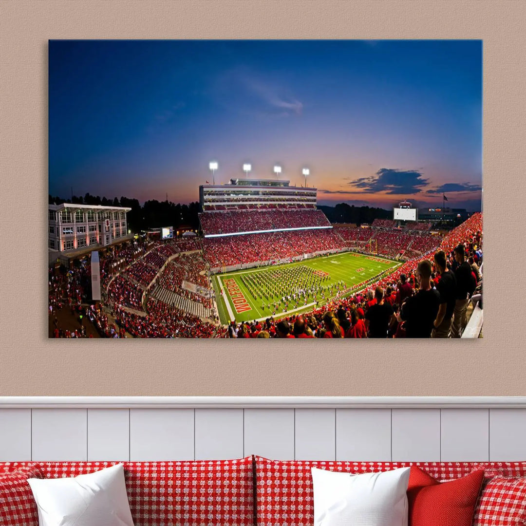 North Carolina University Wolfpack Football Stadium Framed Wall Art Canvas Print