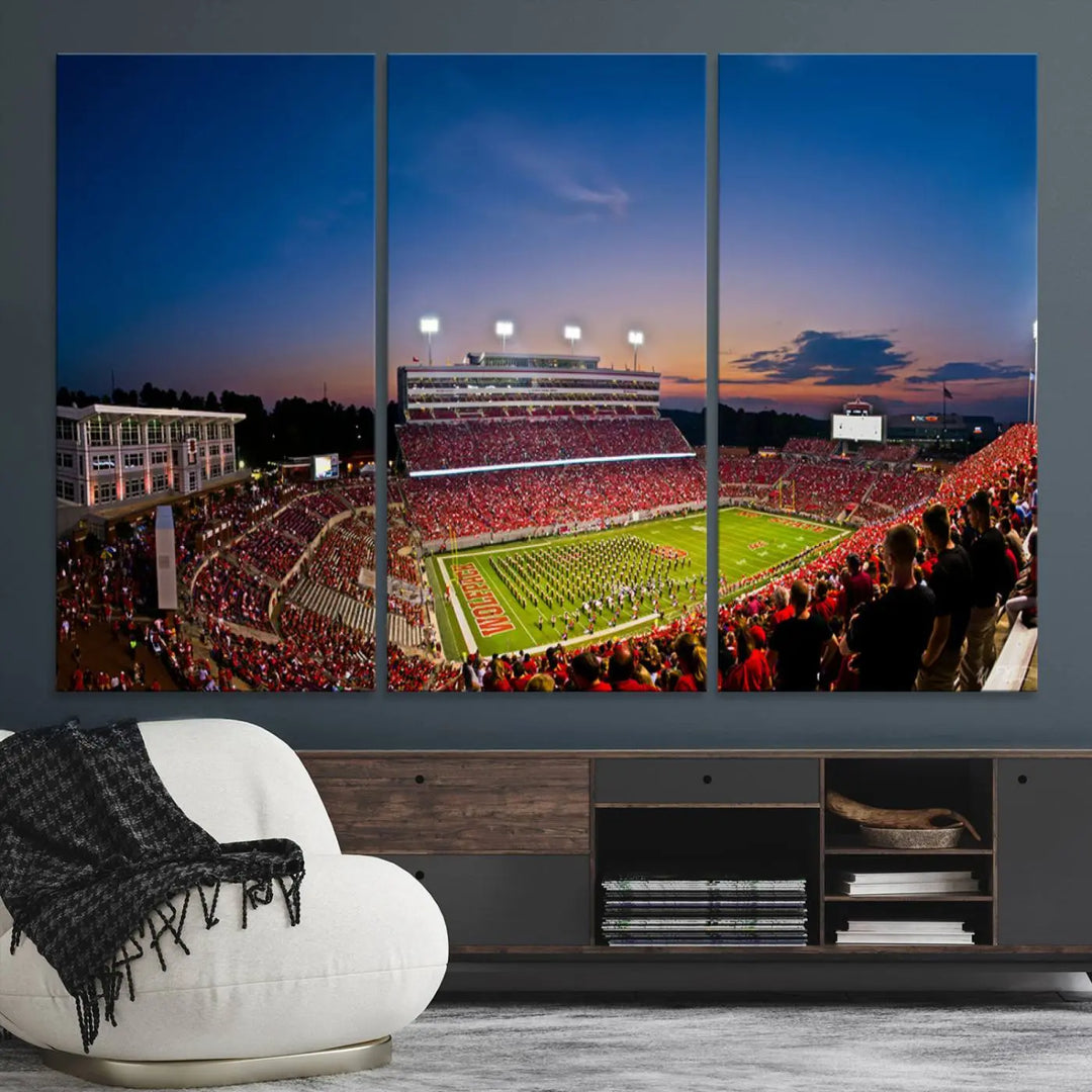 North Carolina University Wolfpack Football Stadium Framed Wall Art Canvas Print