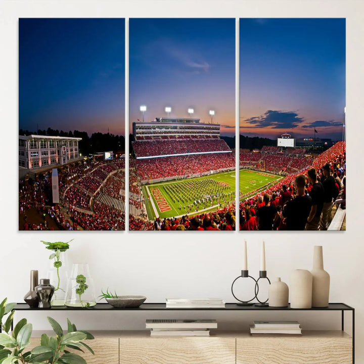 North Carolina University Wolfpack Football Stadium Framed Wall Art Canvas Print