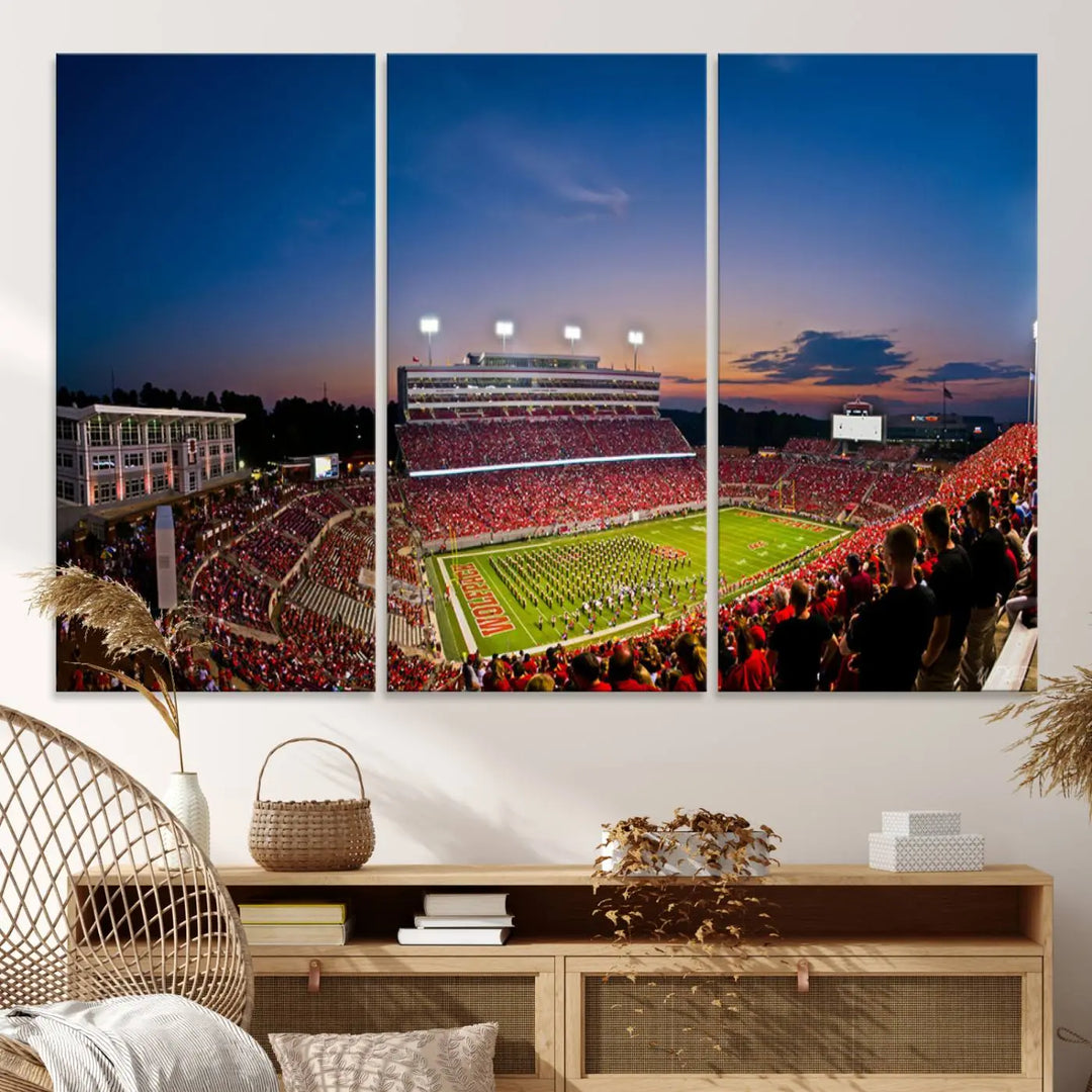 North Carolina University Wolfpack Football Stadium Framed Wall Art Canvas Print