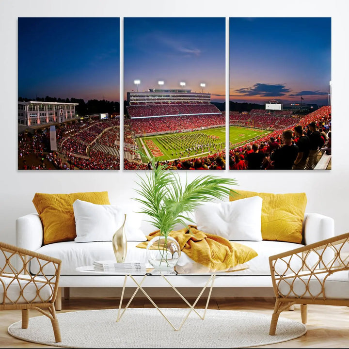 North Carolina University Wolfpack Football Stadium Framed Wall Art Canvas Print