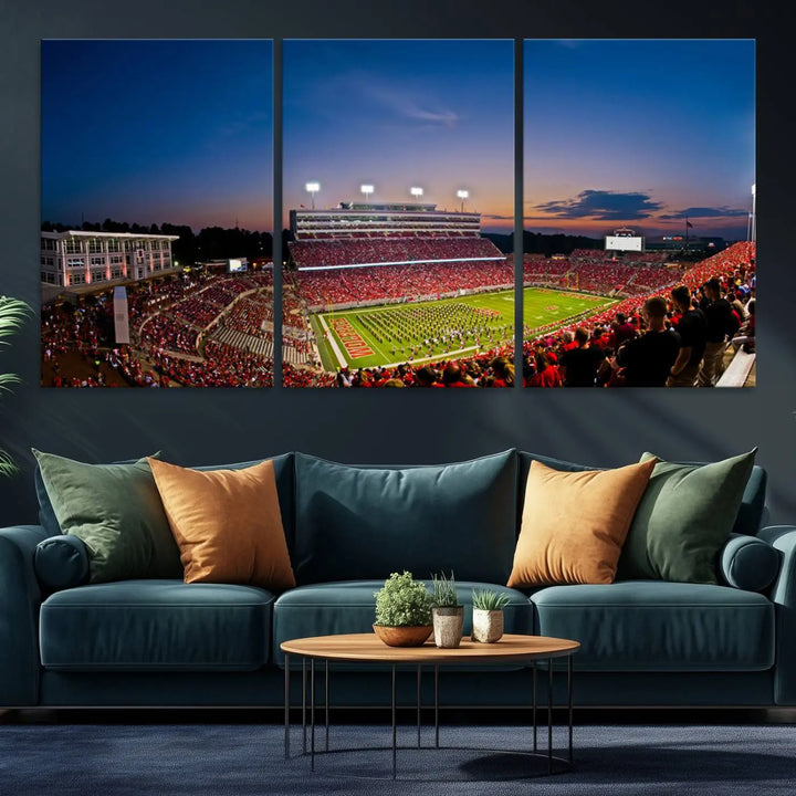 North Carolina University Wolfpack Football Stadium Framed Wall Art Canvas Print