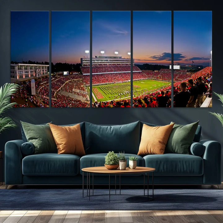 North Carolina University Wolfpack Football Stadium Framed Wall Art Canvas Print