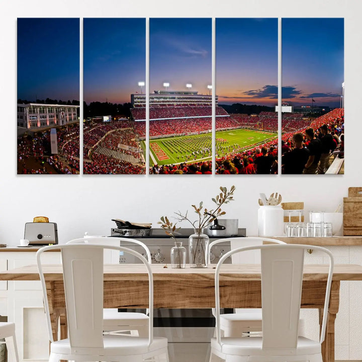 North Carolina University Wolfpack Football Stadium Framed Wall Art Canvas Print