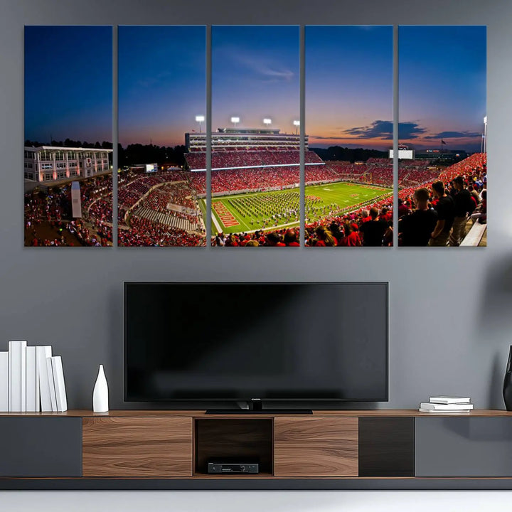 North Carolina University Wolfpack Football Stadium Framed Wall Art Canvas Print