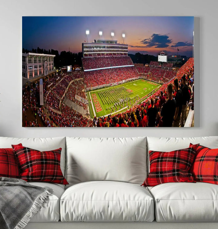 North Carolina University Wolfpack Football Stadium Framed Wall Art Canvas Print