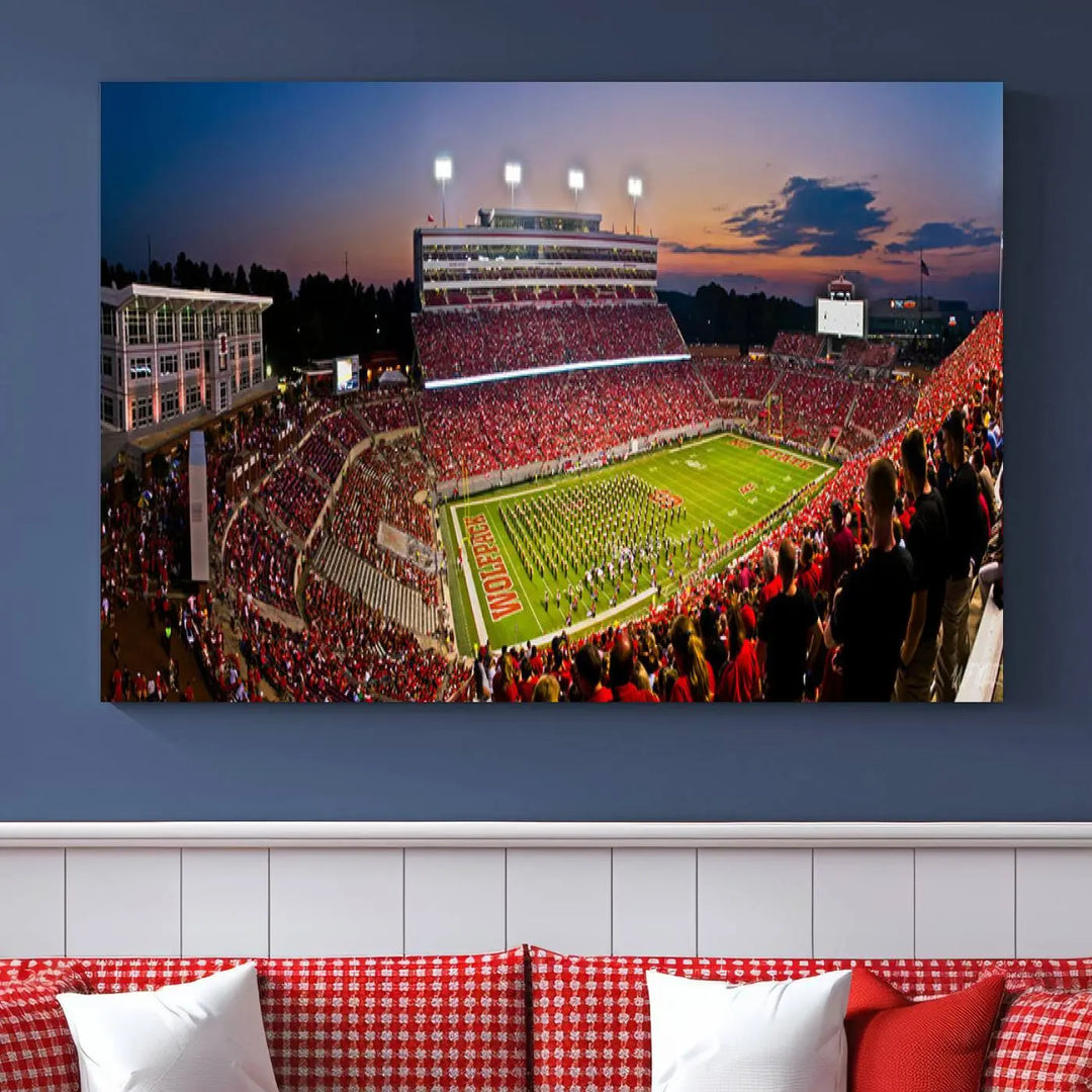 North Carolina University Wolfpack Football Stadium Framed Wall Art Canvas Print