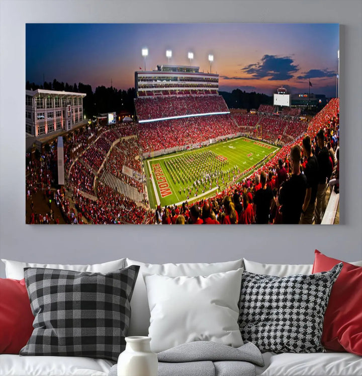 North Carolina University Wolfpack Football Stadium Framed Wall Art Canvas Print