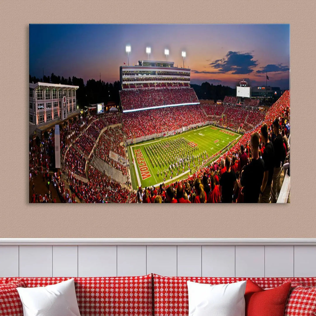 North Carolina University Wolfpack Football Stadium Framed Wall Art Canvas Print