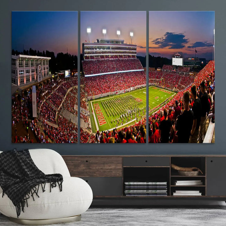 North Carolina University Wolfpack Football Stadium Framed Wall Art Canvas Print