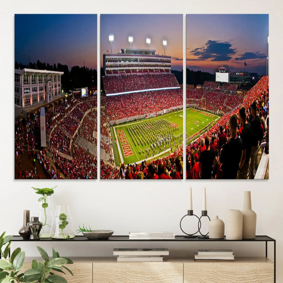 North Carolina University Wolfpack Football Stadium Framed Wall Art Canvas Print