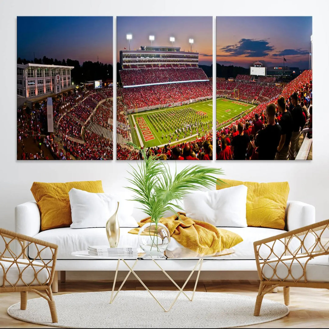 North Carolina University Wolfpack Football Stadium Framed Wall Art Canvas Print