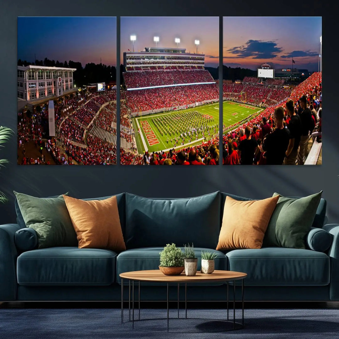 North Carolina University Wolfpack Football Stadium Framed Wall Art Canvas Print