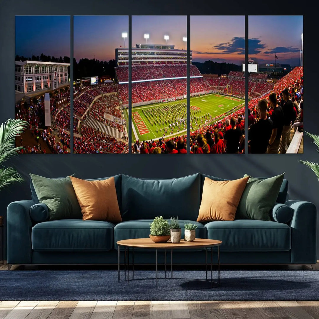 North Carolina University Wolfpack Football Stadium Framed Wall Art Canvas Print