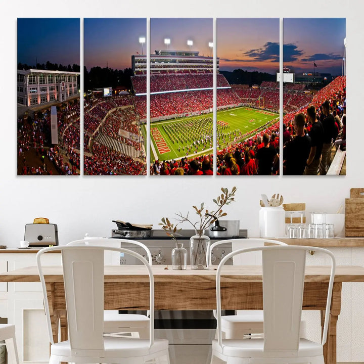 North Carolina University Wolfpack Football Stadium Framed Wall Art Canvas Print