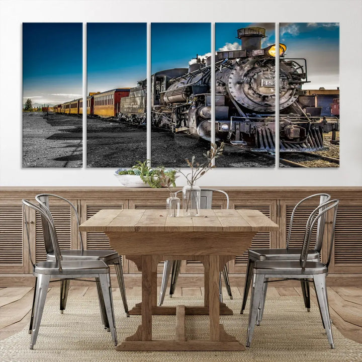 Nostalgic Steam Locomotive Train Wall Art Canvas Print for Living Room Office Decor