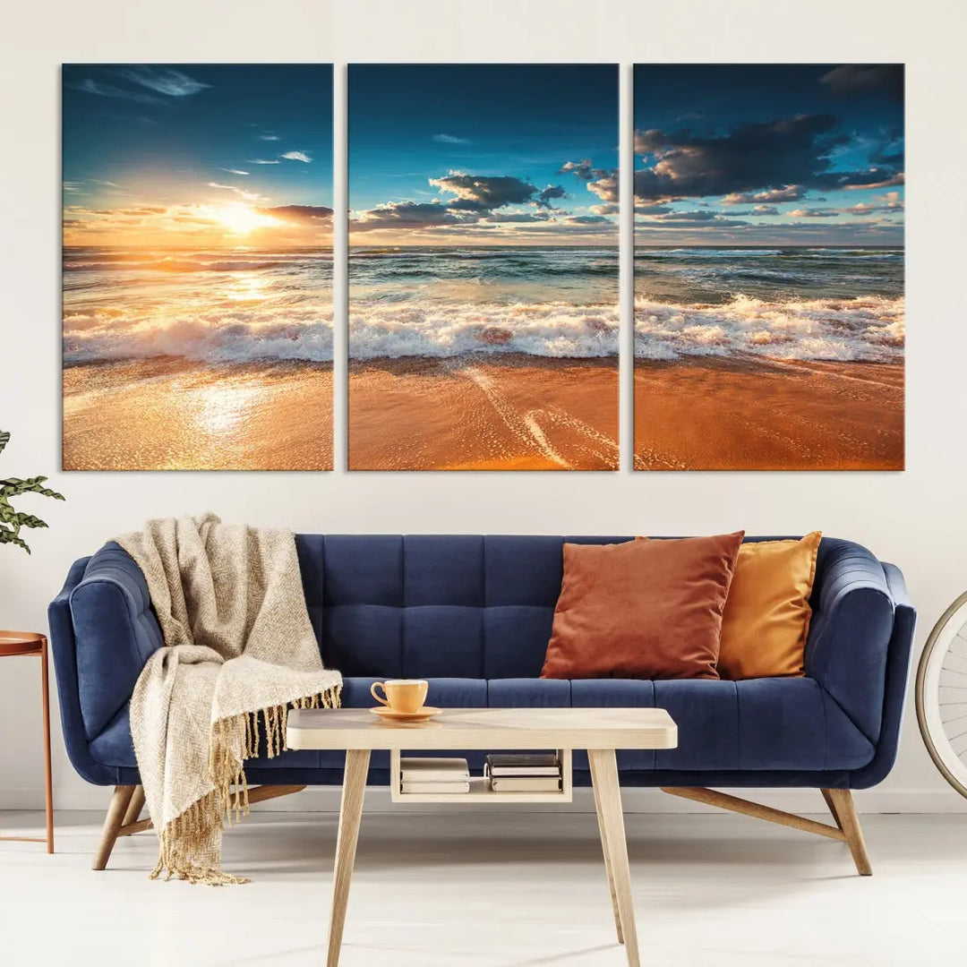 Ocean Beach Coastal Wall Art Canvas Print