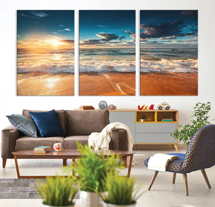 Ocean Beach Coastal Wall Art Canvas Print