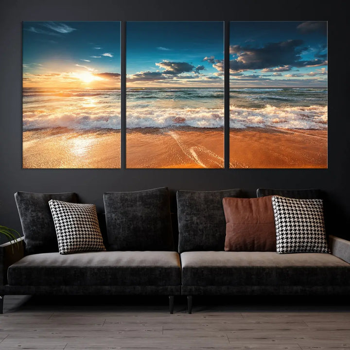 Ocean Beach Coastal Wall Art Canvas Print