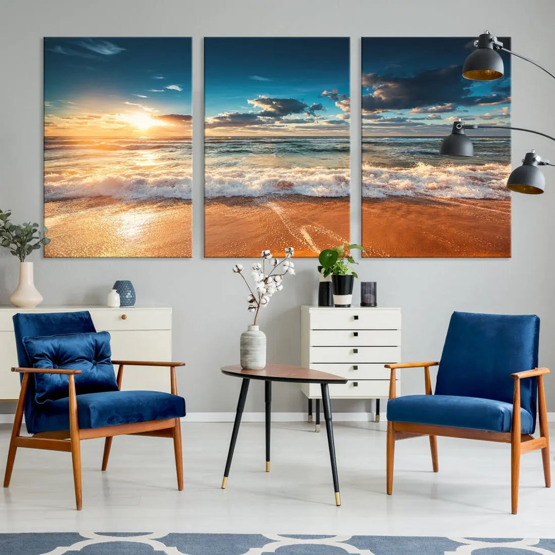 Ocean Beach Coastal Wall Art Canvas Print