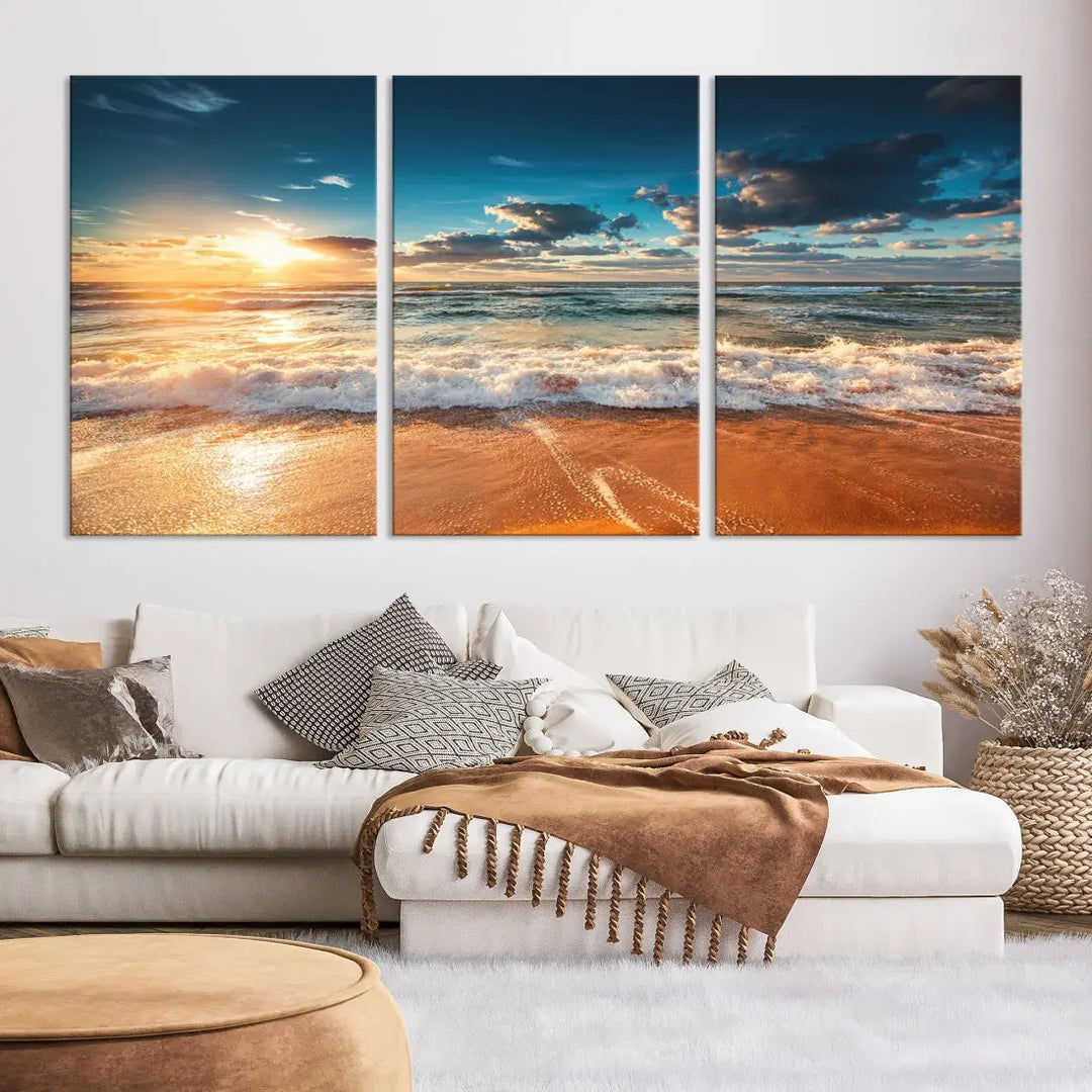 Ocean Beach Coastal Wall Art Canvas Print