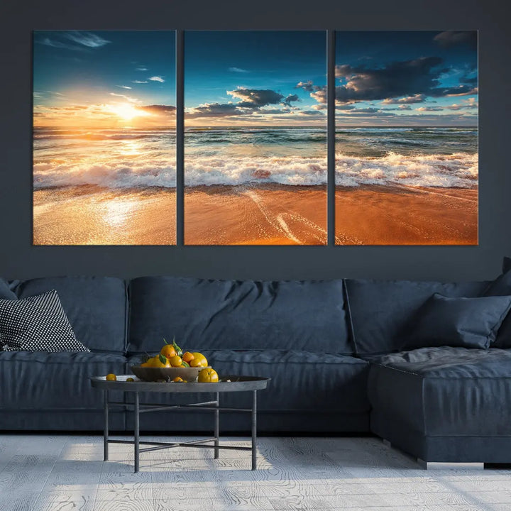 Ocean Beach Coastal Wall Art Canvas Print