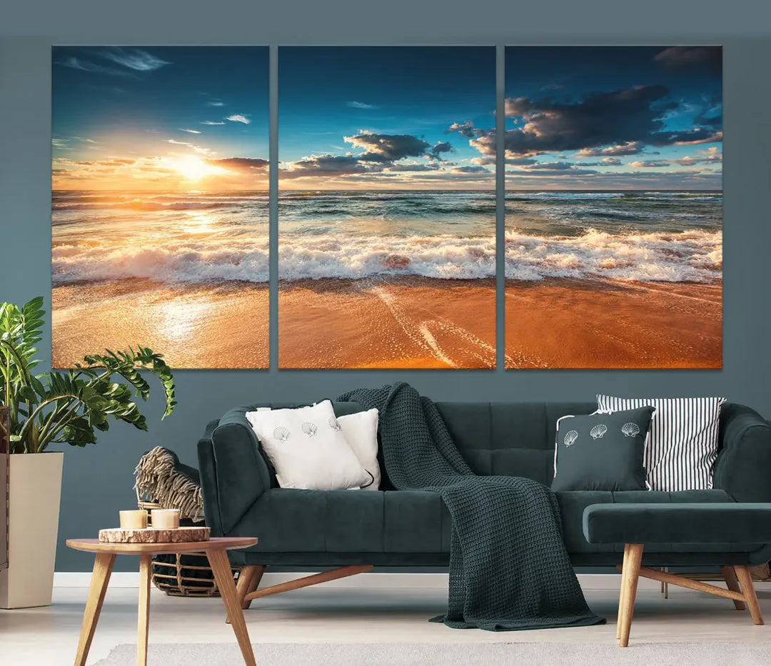 Ocean Beach Coastal Wall Art Canvas Print