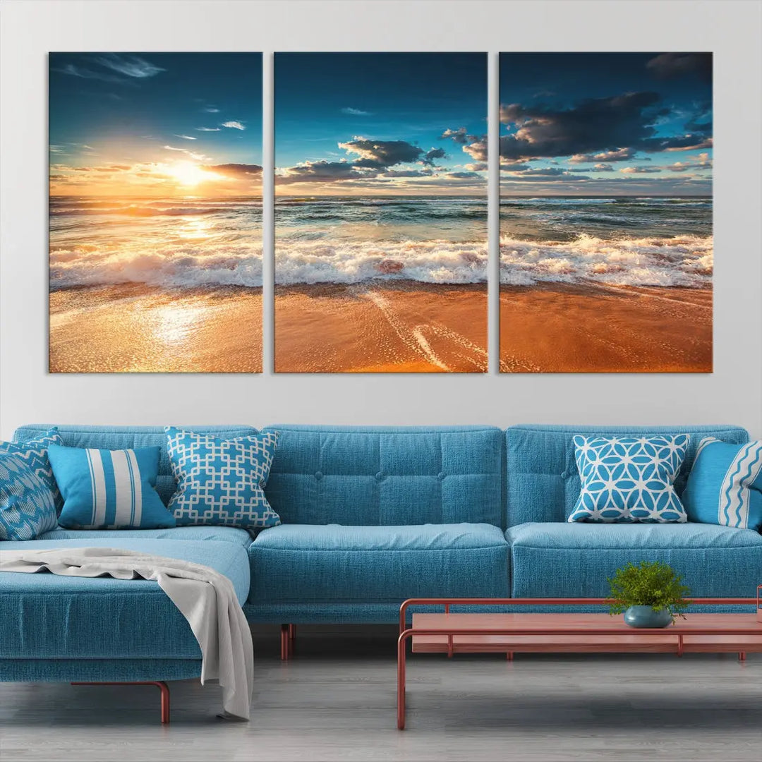 Ocean Beach Coastal Wall Art Canvas Print