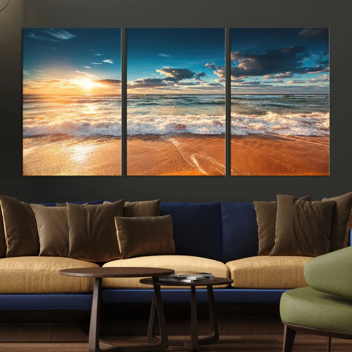 Ocean Beach Coastal Wall Art Canvas Print