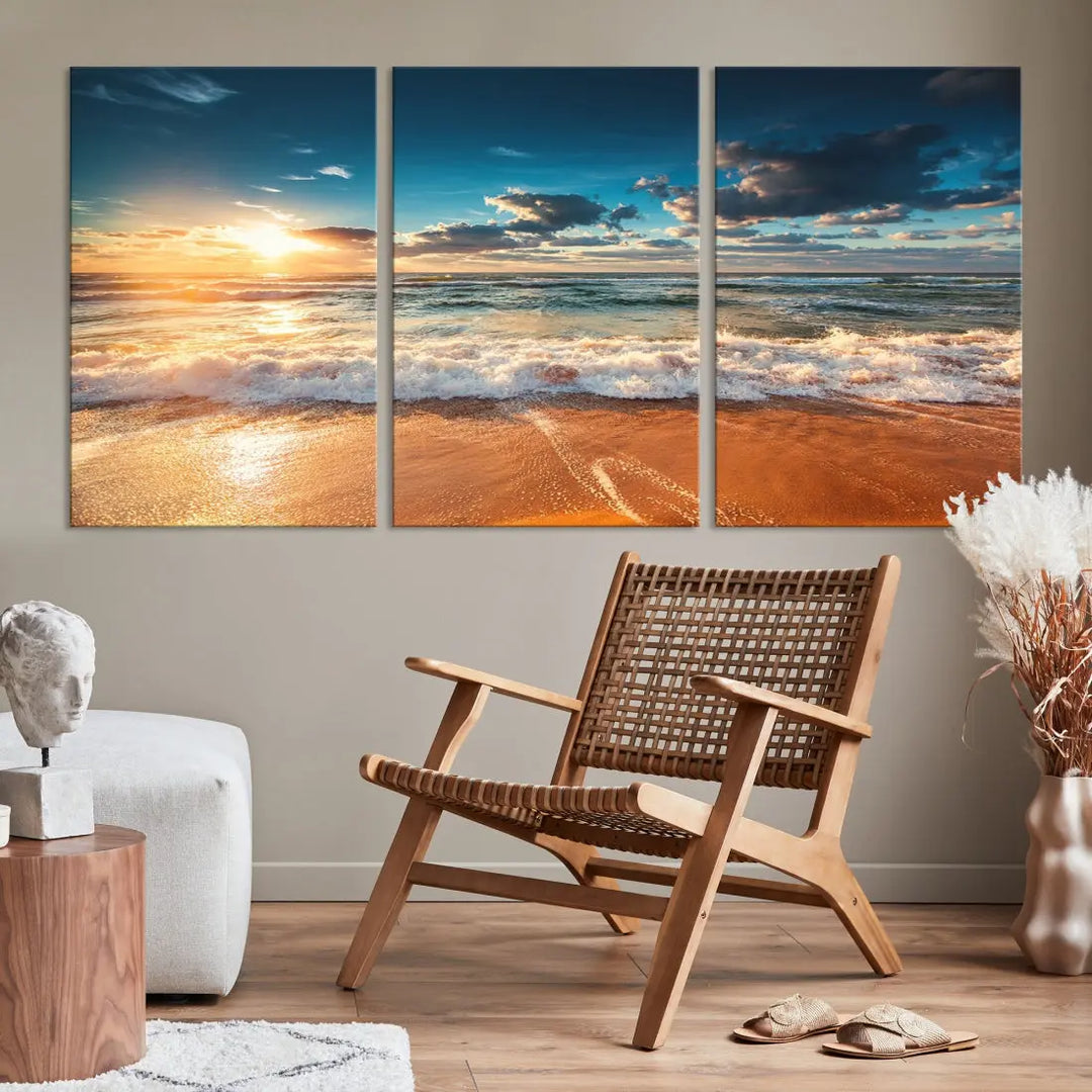 Ocean Beach Coastal Wall Art Canvas Print